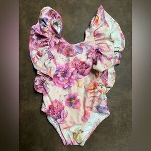 Posh Peanut Pink and Purple Floral swimsuit